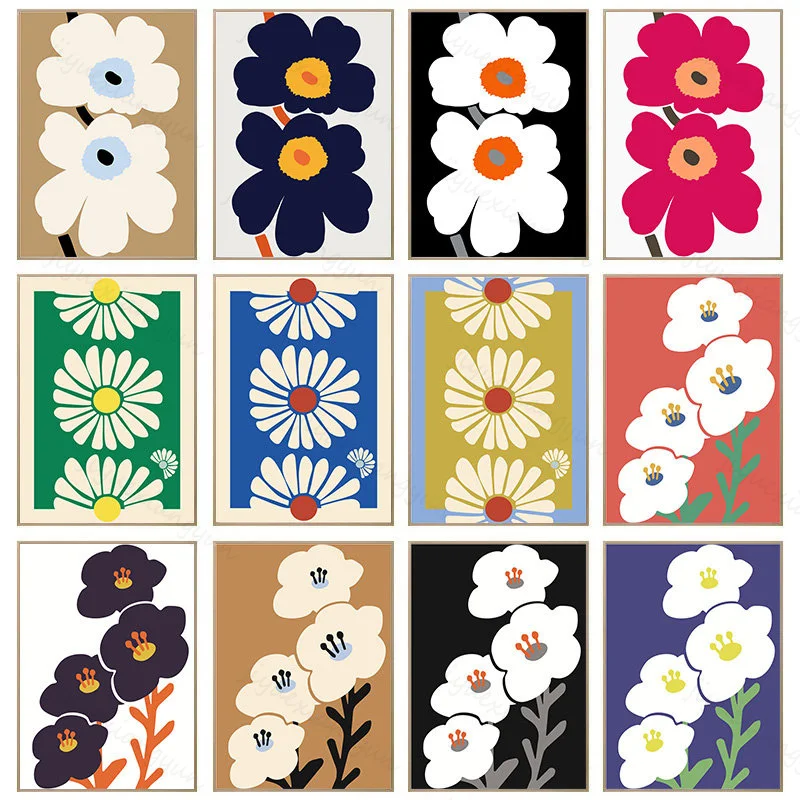 

Японский абстрактный минималистичный цветочный постер, красочный цветок, холст, живопись, настенная живопись, домашний декор, украшение дл...