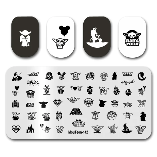 

Nail Stamping MouTeen142 Cartoon Disney Baby Yoda Nail Art Plates Stamp King Manicure Set For Nail Art Stamping