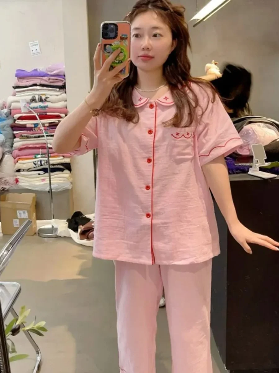 Chubby Girl Extra Large 0 00 кг-50 кг Домашняя одежда Женские весенне-осенние брюки с короткими