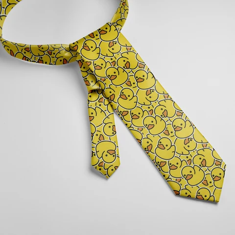 Новый мультяшный галстук с желтой уткой шириной 8 см, аксессуары для костюма рубашки из полиэстера, для мужчин и женщин, галстук для шоу, вечеринки, свадьбы, забавные Галстуки для косплея