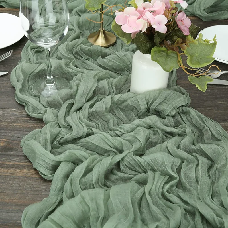 Полупрозрачная настольная дорожка винтажная марлевая подставка для стола