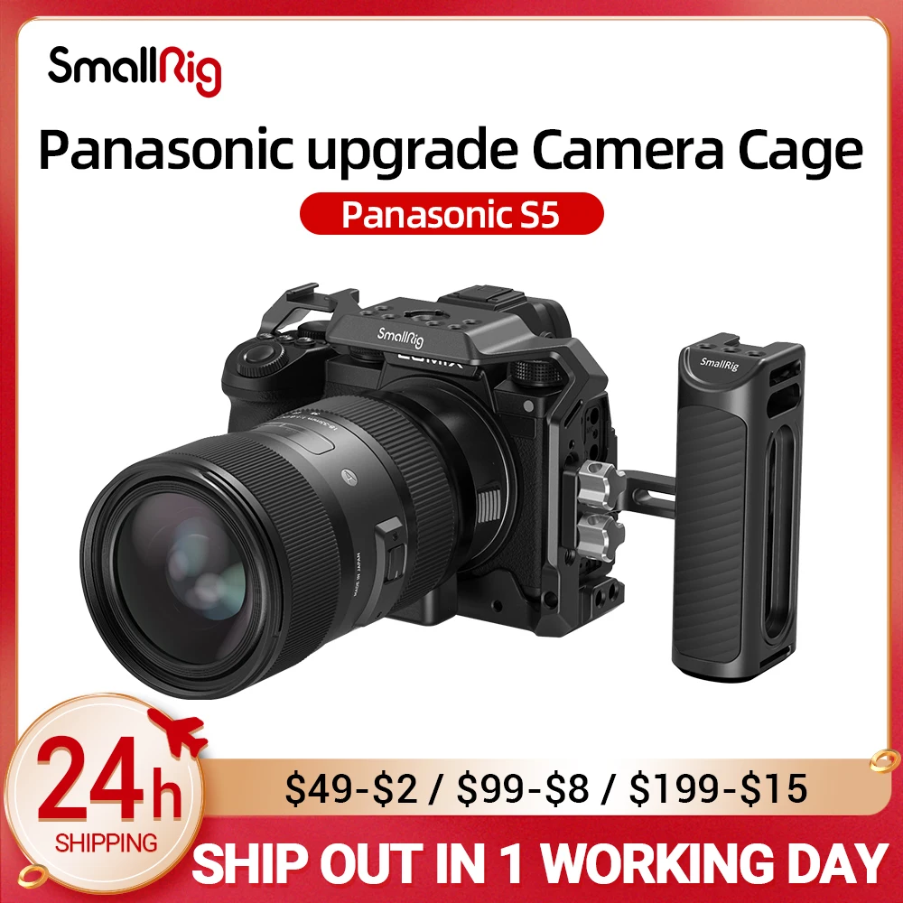 

Клетка SmallRig для видеокамеры, стабилизатор для съемки фильмов, винт 1/4 дюйма, крепление холодного башмака, установка для Dslr камеры, для камеры Panasonic S5