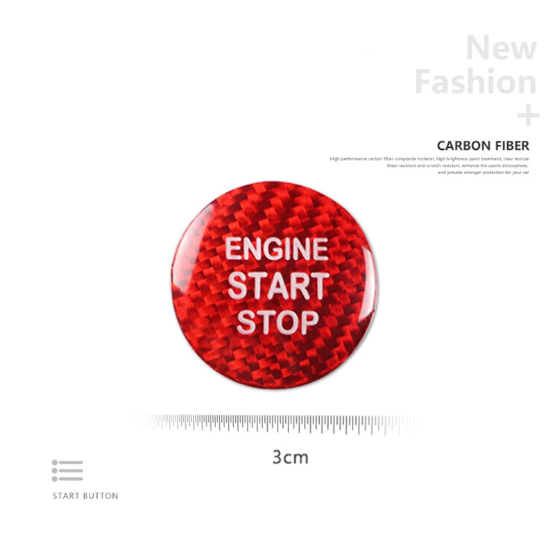 Наклейка из углеродного волокна для кнопки включения и остановки автомобиля для Toyota RAV4 Highlander Corolla Avalon Crown Vios C-HR Alphard Camry