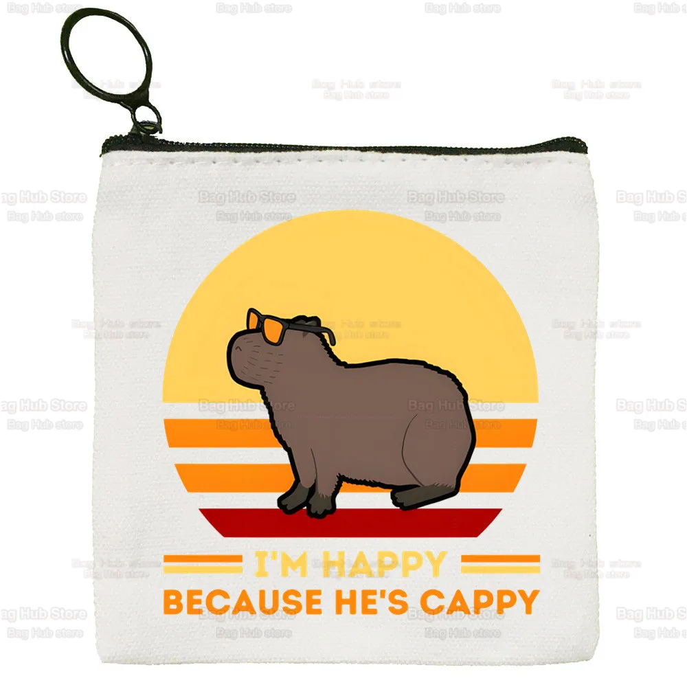 Capybaras Simple Coin Purse Female Student Just a Girl Who Loves Capybaras Canvas Cute Key Bag Mini Clutch Small Purse