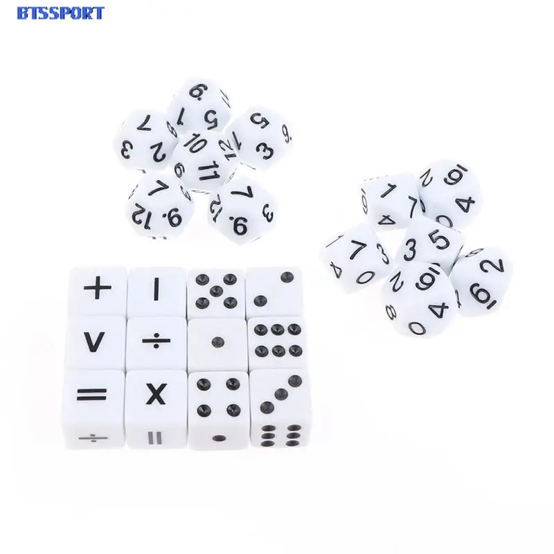 24 Pcs Dice Mathematical Arithmetic Cube Symbol Auxiliary Teaching Tool Add Subtract Multiply Divide Acrylic Fraction Dice
