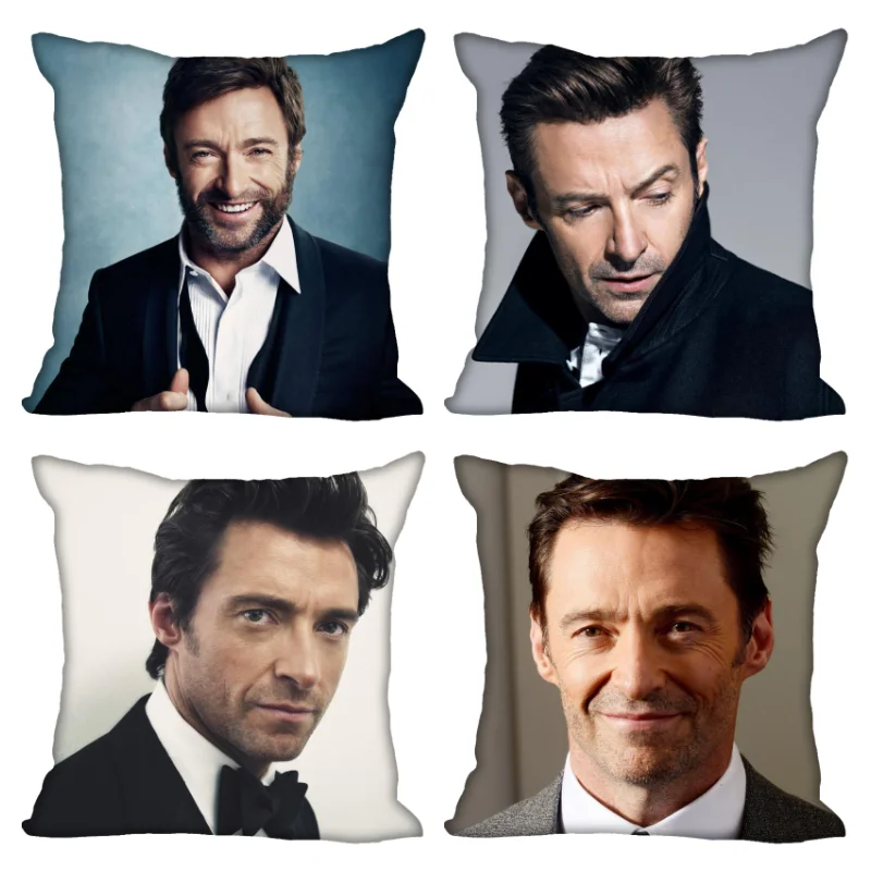 

New Hugh Jackman Pillow Cover Bedroom Home Office Decorative Pillowcase Square Zipper Pillow Cases 45X45CM Satin Soft No Fade