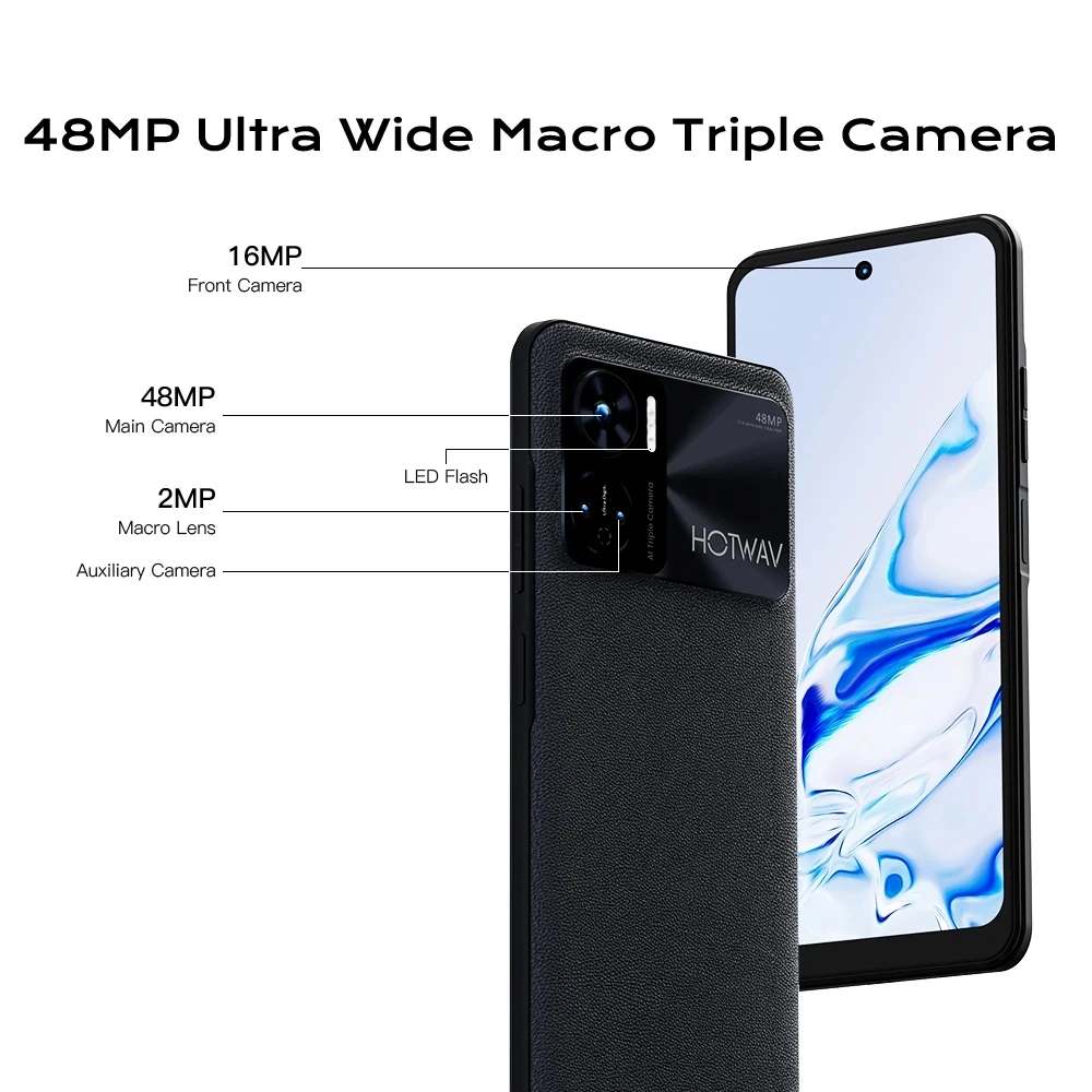 HOTWAV Note 12 Smartphone 6.8Inch HD Android 13 8GB+128GB Octa-Core Mobile Phone 48MP NFC 6180mAh Battery 20W Charging Cellphone