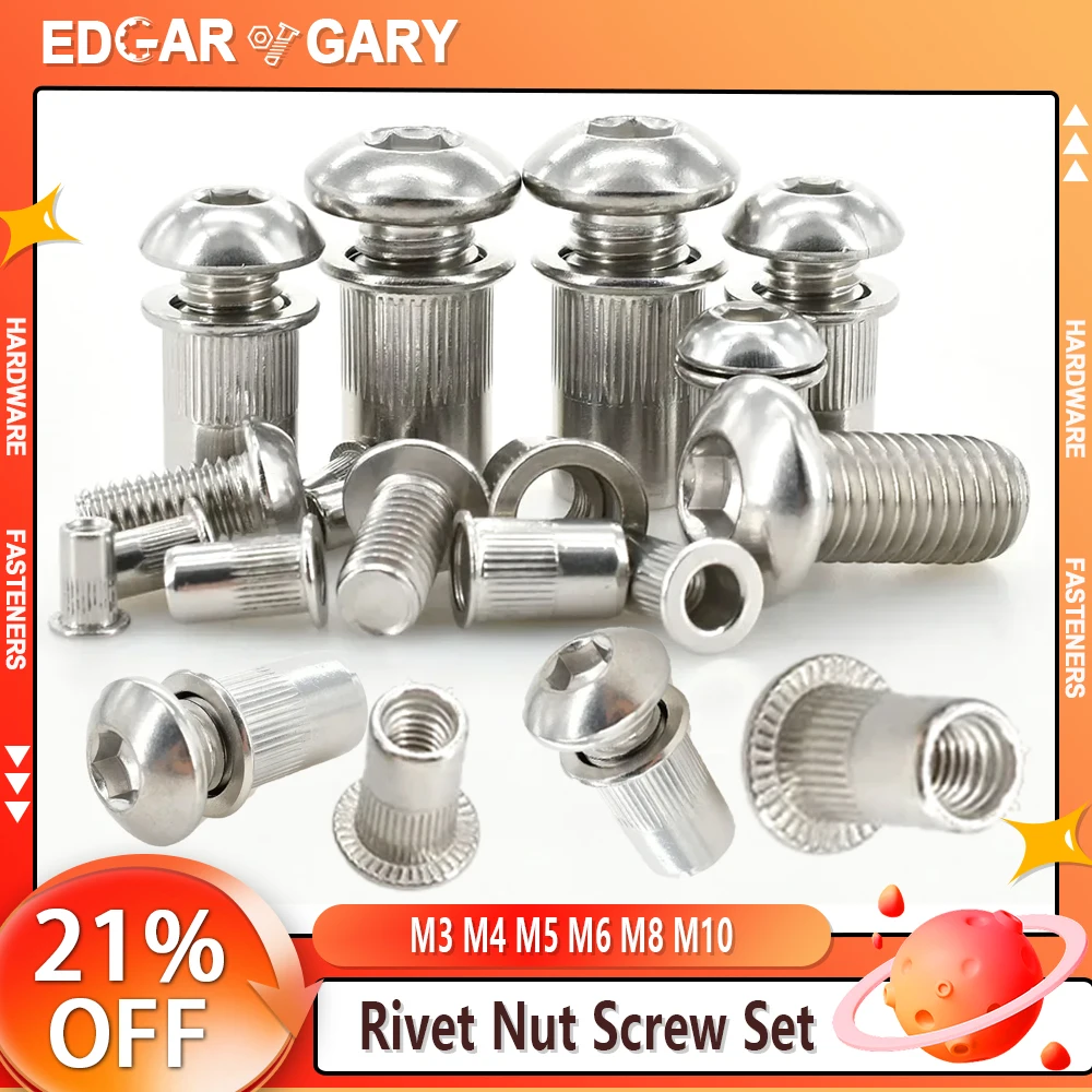 M3 M4 M5 M6 M8 M10 заклепочная гайка 304 из нержавеющей стали с плоской головкой резьбовые
