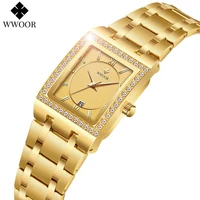 wwoor fashion luxury brand ladies watch delicate diamond gold new square quartz clock elegant simple wrist watches montre femme