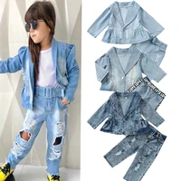 baby girl clothes 2022 summer ins style girls denim jacket fashion denim trousers two piece set designer clothes