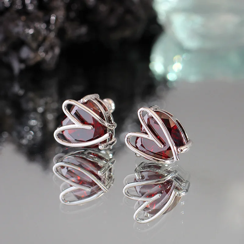 

vintage ruby stud earrings women's french high-end earrings
