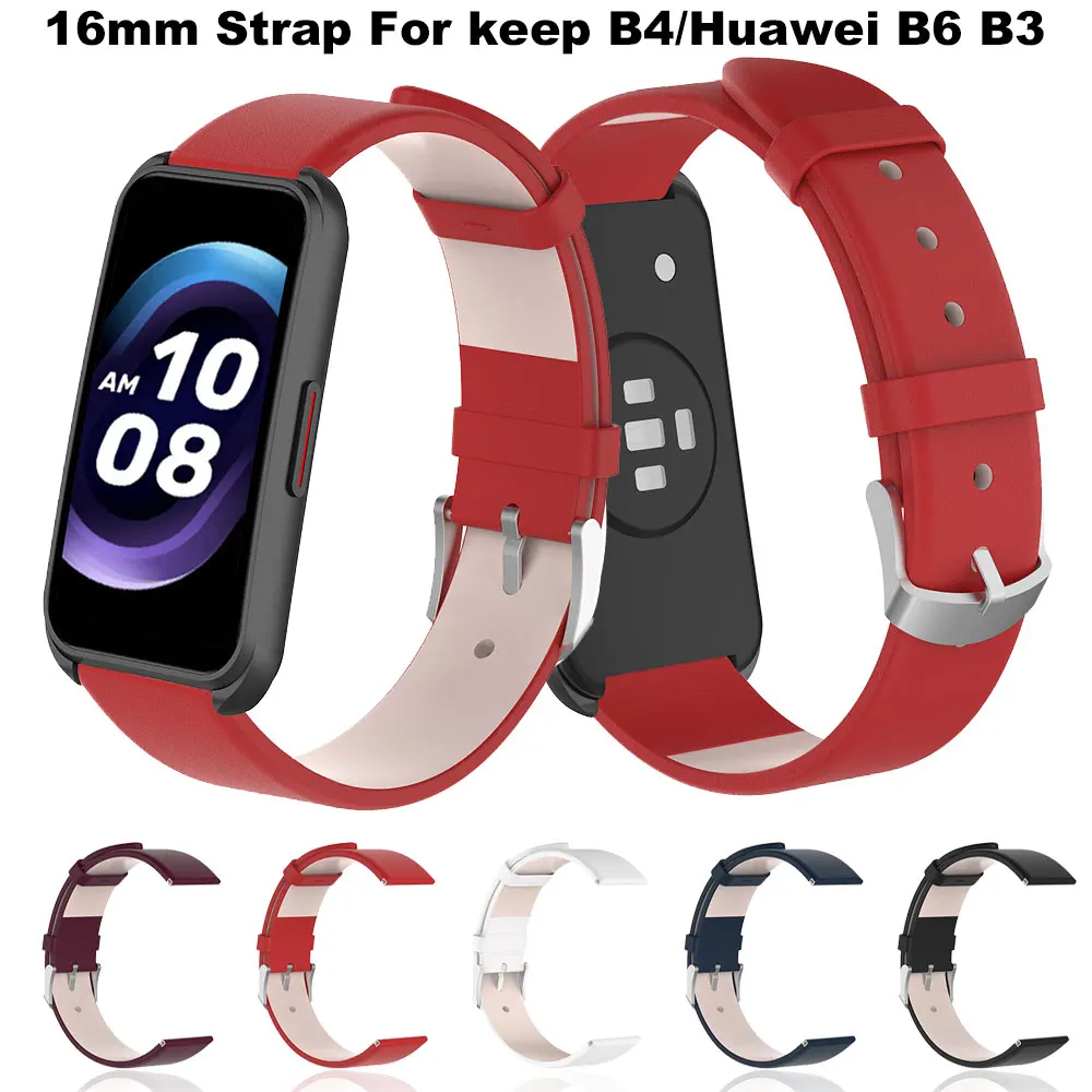 

16mm Leather Watchband For Keep B4 Smart Wristband Sports Strap For Huawei TalkBand B6 B3 Watch Fit Mini Watchband Correa