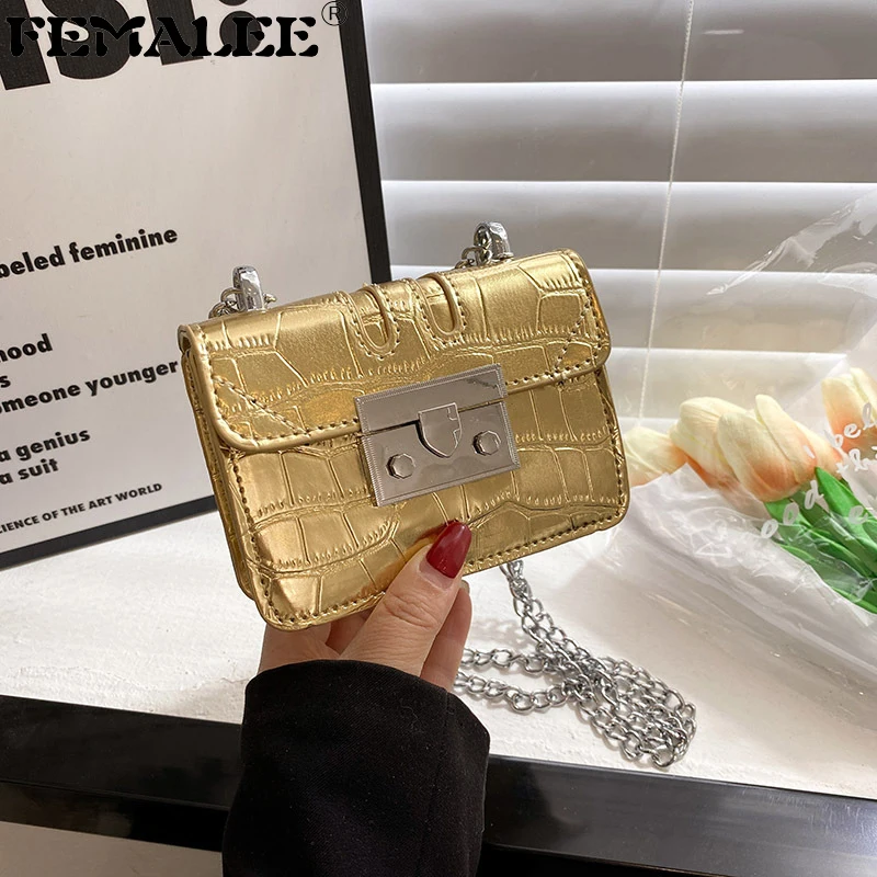 

Простая Маленькая женская сумка в стиле ретро, сумки через плечо из лакированной кожи, трендовые сумки из крокодиловой кожи, 2022, роскошные ж...