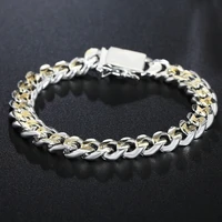 european and american quality fashion jewelry silver personalized mens split square buckle bracelet simple and elegant