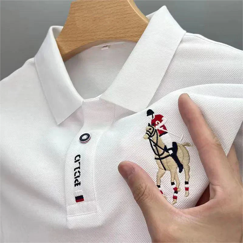 High quality men's pure cotton embroidered POLO shirt 2023 summer new high-end business leisure sports lapel short-sleeved T-shi
