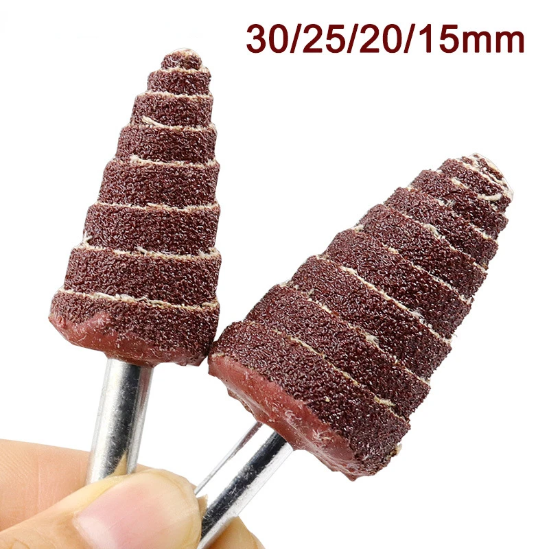 

6MM Shank 80 Grit Tapered Cone Grinding Head Sandpaper Flap Wheels Polishing Sanding Tools for Drill Wheel Conical Rotary