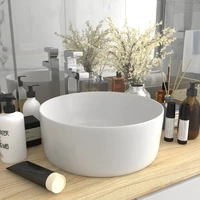 bathroom wash basin round ceramic bowl sinks bathrooms decoration matt white 40x15 cm