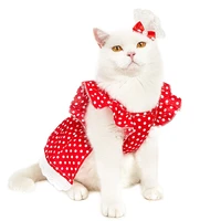 pet clothes princess style dress sweet red flying sleeve skirt fashion polka dot skirt breathable cotton wedding dress xs xl