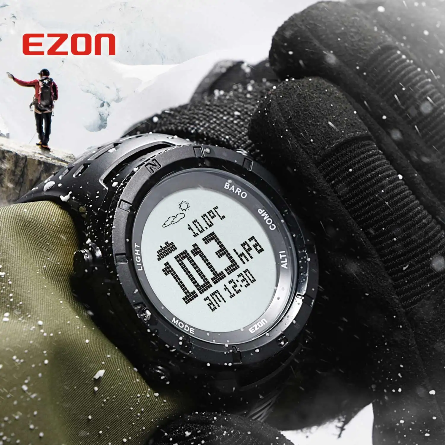 

Professional Climbing Hiking Wristwatches Altimeter Barometer Compass Men Digital Sports Watch 50M Waterproof Alarm Stopwatch