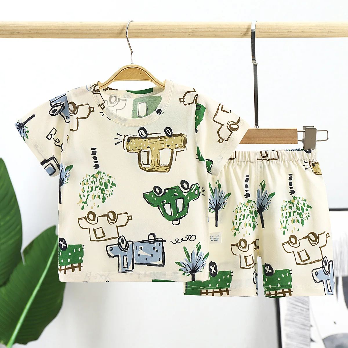 

Summer New Children's T-shirt Suit Boys And Girls Baby Cotton Simple Leisure Short-sleeved Shorts Home Clothes Kids' Dresses
