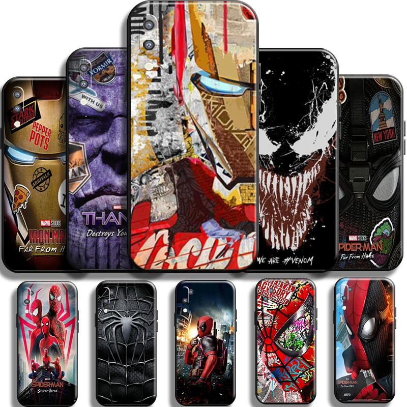 

Marvel Spiderman Iron Man Phone Case For Samsung Galaxy M10 Liquid Silicon Funda Cases Coque Cover Back Black Carcasa