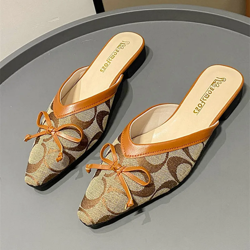 

Модные тапочки Mueller, женские летние осенние шлепанцы с искусственным дизайном, женские сандалии на низком каблуке с нескользящей подошвой, сланцы