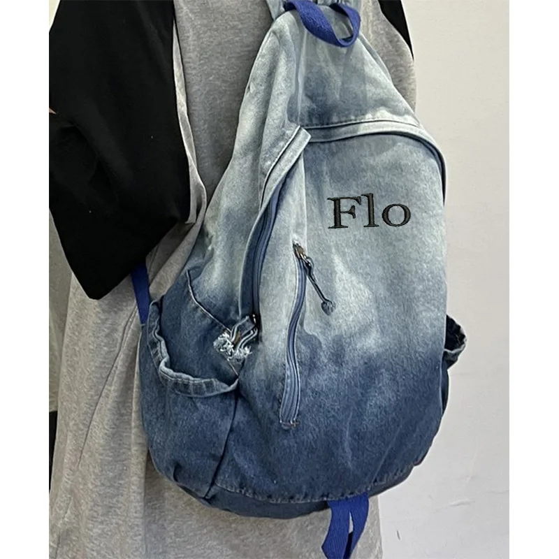 Новый вместительный Джинсовый Рюкзак с персонализированным именем джинсовый