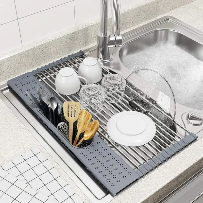 

Foldable Dish Drying Rack Drainer Over Sink Organizer Rack Tray Drainer Bathroom Gadgets Tool Household Kitchen Accessories