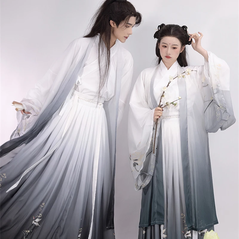 

2022 New Hanfu Men Women Chinese Traditional Clothing Ink Style Long Sleeves Spring Xian Xia Custome Immortal Elegant Dress