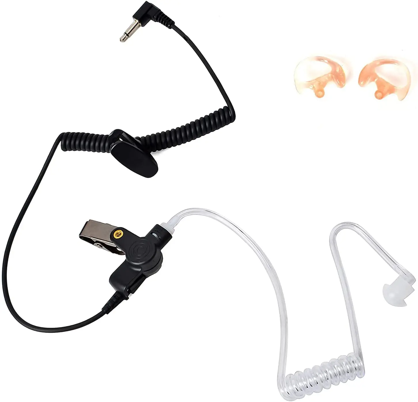3.5mm 1pin Listen Only Surveillance Covert Acoustic Tube Earpieces Police Radio Headset+Medium Replacement Earmolds for Motorola