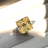2022 womens silver color ring fashion princess yellow crystal finger rings engagement wedding rings for women jewelry