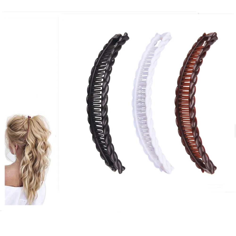 Solid Color Vintage Banana Hair Clip for Women Girls Wave Comb Hairpin Braide Hair Style Tool Fashion Practical Hair Accessories