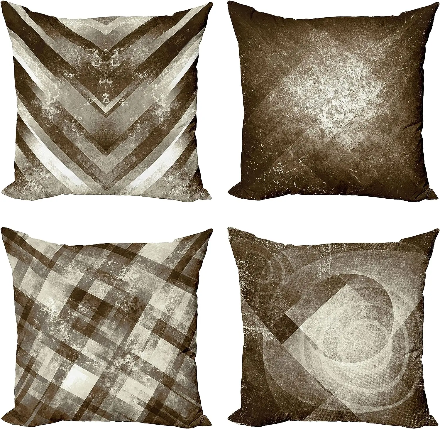 Modern Geometric Decoration round Brown and Taupe Pillow Cov