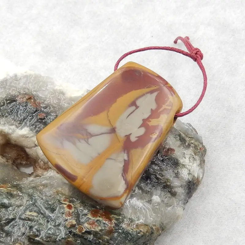 Natural Stone Us Biggs Jasper Gemstone Pendant Bead,39x31x8mm,17g Fashion Jewelry Necklace Accessories