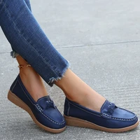 genuine leather slip on women flats moccasins womens loafers spring autumn mother shoes casual shoes plus size zapatillas mujer