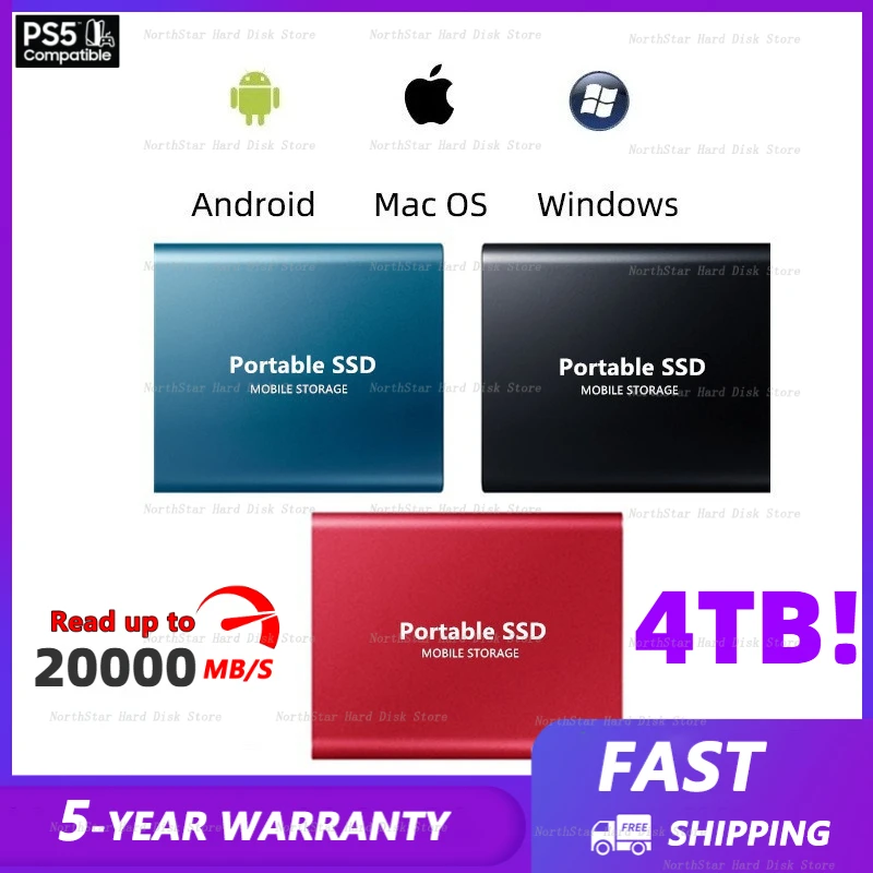 

Portable High-speed 1TB 2TB SSD 16TB 256TB External Hard Drive Mass Storage USB 3.0 Interface Storage for Laptops Computer Ps4