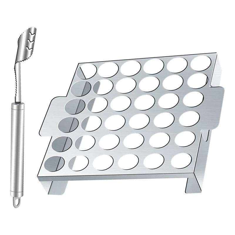 

36 Holes Jalapeno Grill Rack,Jalapeno Peppers Holder With Corer Remover,For Cooking Peppers,Chicken Legs &Wings,BBQ,Etc