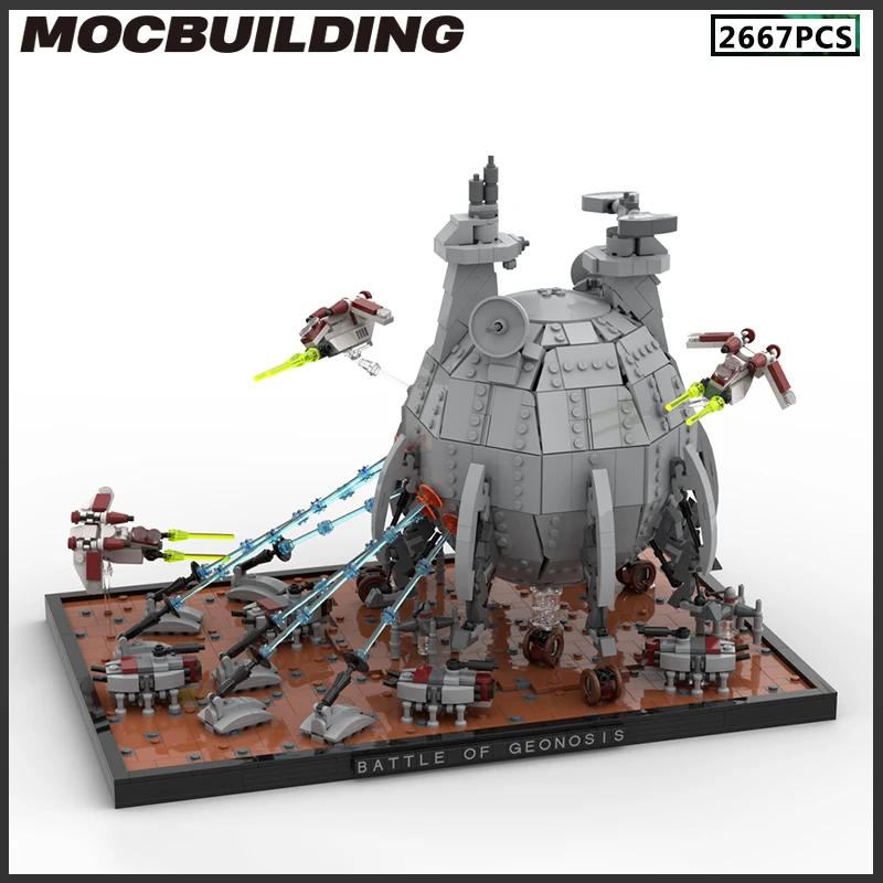

2022 New Space Wars MOC-97760 The Battle of Geonosis Diorama with Core Ship Clone Wars MOC Building Block Model Kid Toys Gifts