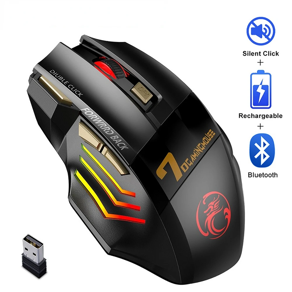 

Rechargeable Bluetooth Mouse Wireless PC Gamer Mouse Computer Gaming Mouse Ergonomic Mause 5500 DPI Silent Mice For Laptop Ipad