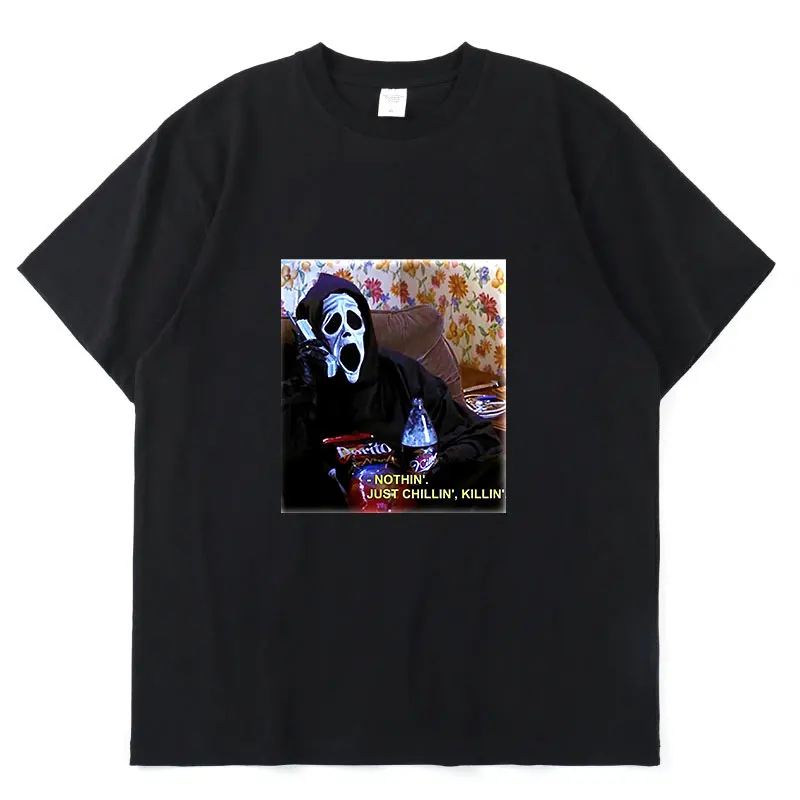 

Nothin Just Chillin Killin, ужасный триллер, крик из фильма, летняя тонкая свободная дизайнерская Повседневная мужская футболка с короткими рукавами