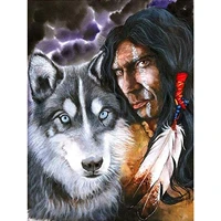 5d diamond painting full drill the wolf and the indians by number kits diy diamond set arts craft decorations 00941