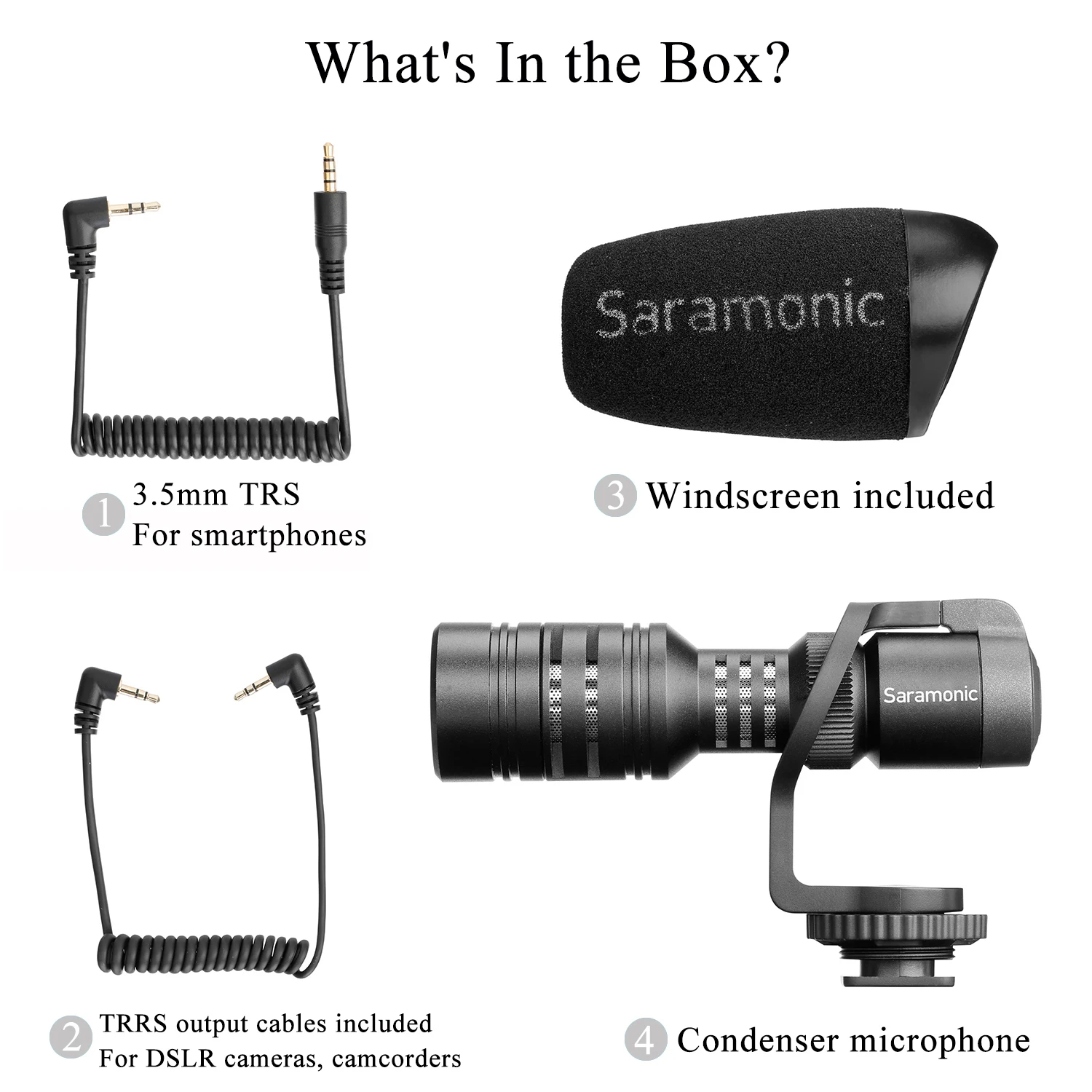 Saramonic Vmic Mini Professional Shotgun Condenser Microphone for Camera Smartphone with Shock Mount Vlogging Youtube Live enlarge