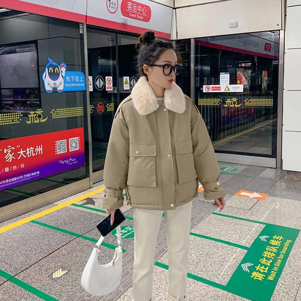 2023 Autumn Winter Women Jackets Quilted Puffer Parkas High-Quality Warm Wild Oversize Pink Lady Short Coat Korean Fashion Parka