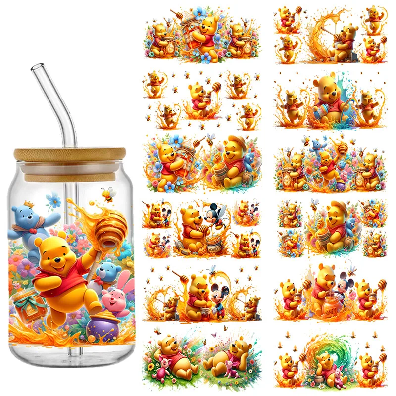 Disney Winnie Pooh Eeyore Honey УФ DTF наклейка для стеклянных чашек емкостью 16 унций переводная