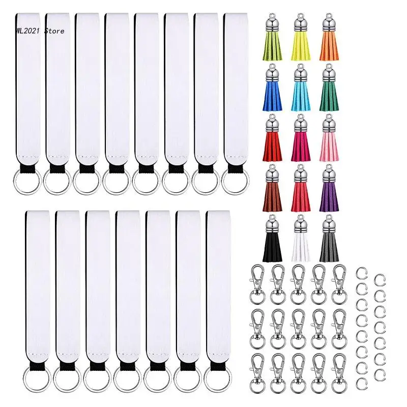 

Набор сублимационных пустых наручных чехлов, 15 шт., сублимационные пустые неопреновые ремешки на запястье, 15 шт. кисточек, застежки-карабины...