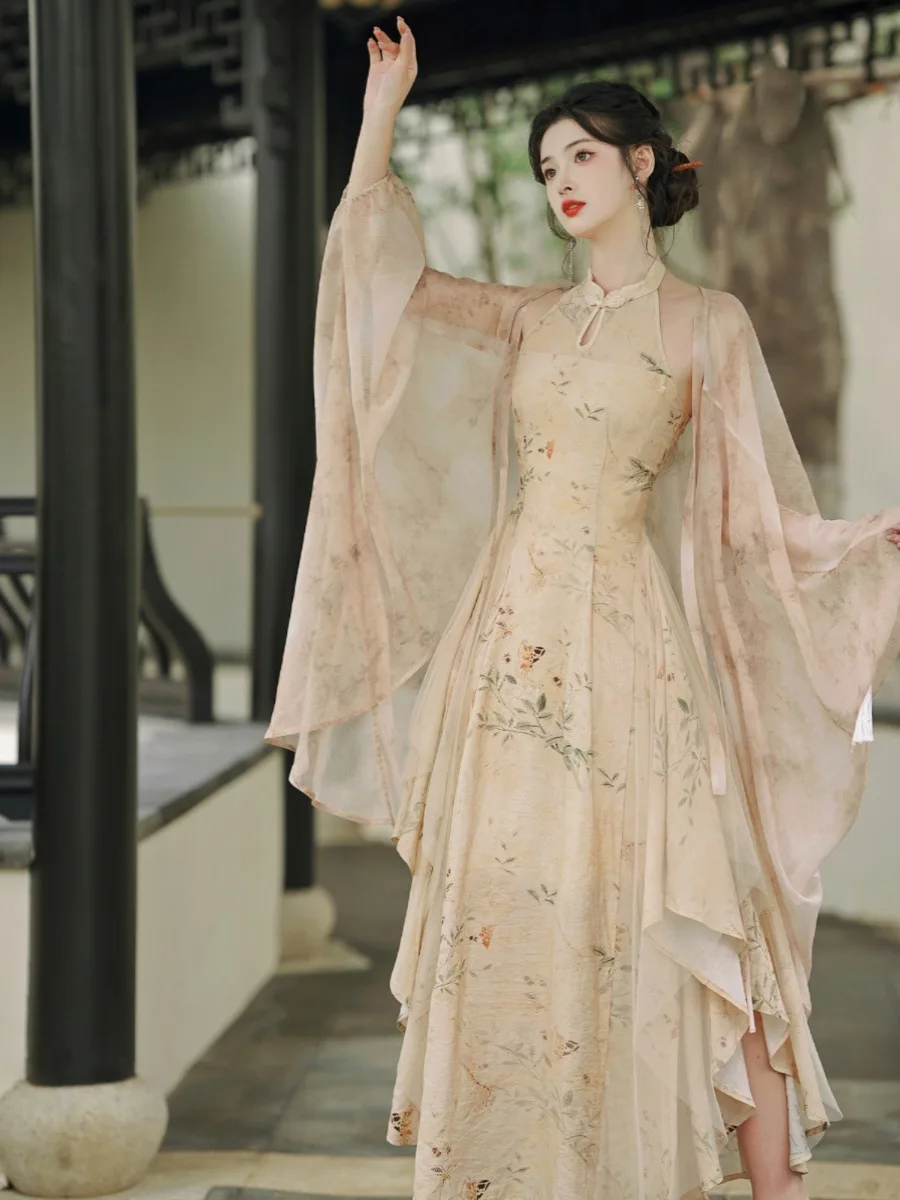 Женское платье без рукавов Элегантное повседневное платье-Ципао в стиле ретро