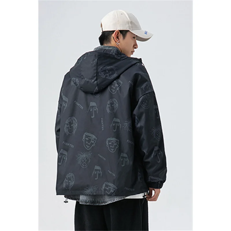 Men Clothing 2022 Autumn and Winter New Style Loose Hooded Cotton-padded Clothes Black Comfortable Temperament Outerwear Female
