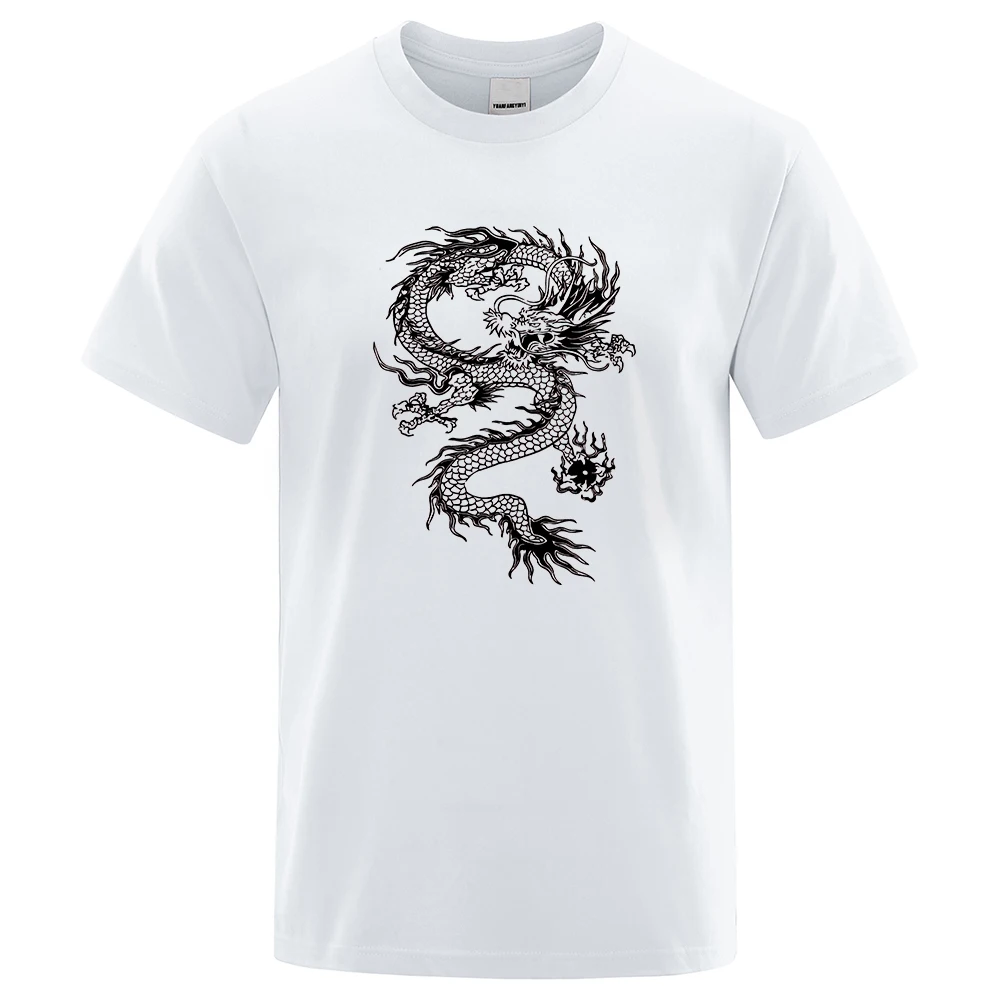 

2022 T shirts New Black Dragon Harajuku Anime Printed Male Tshirt Hip-Hop Pure Cotton Short Sleeve Clothe Hip-Hop Mans Tshirts