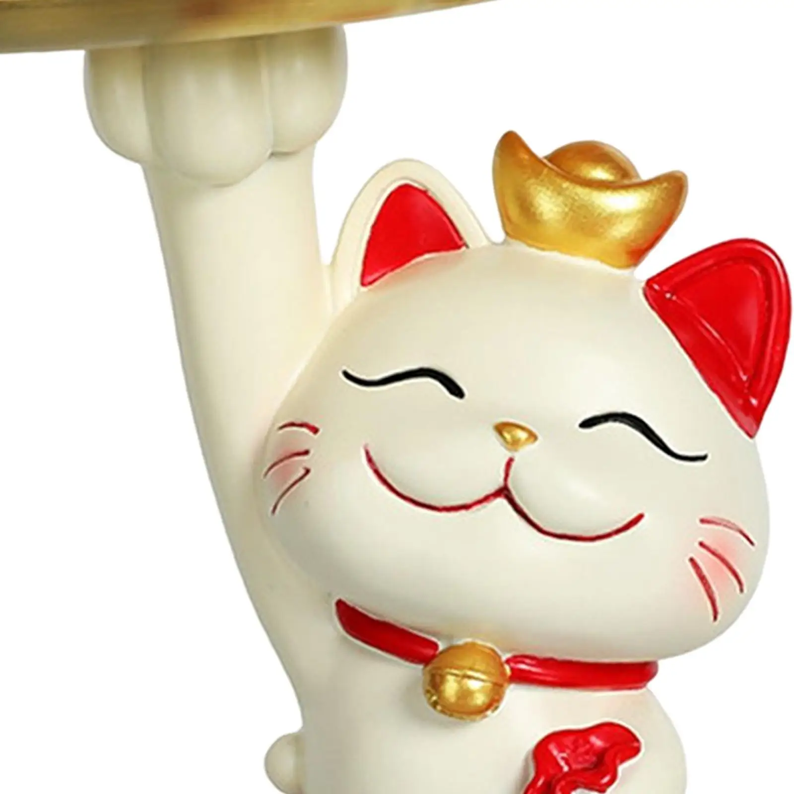 

Modern Lucky Cat Statue with Tray Ornament for Restaurant Bedroom Decor