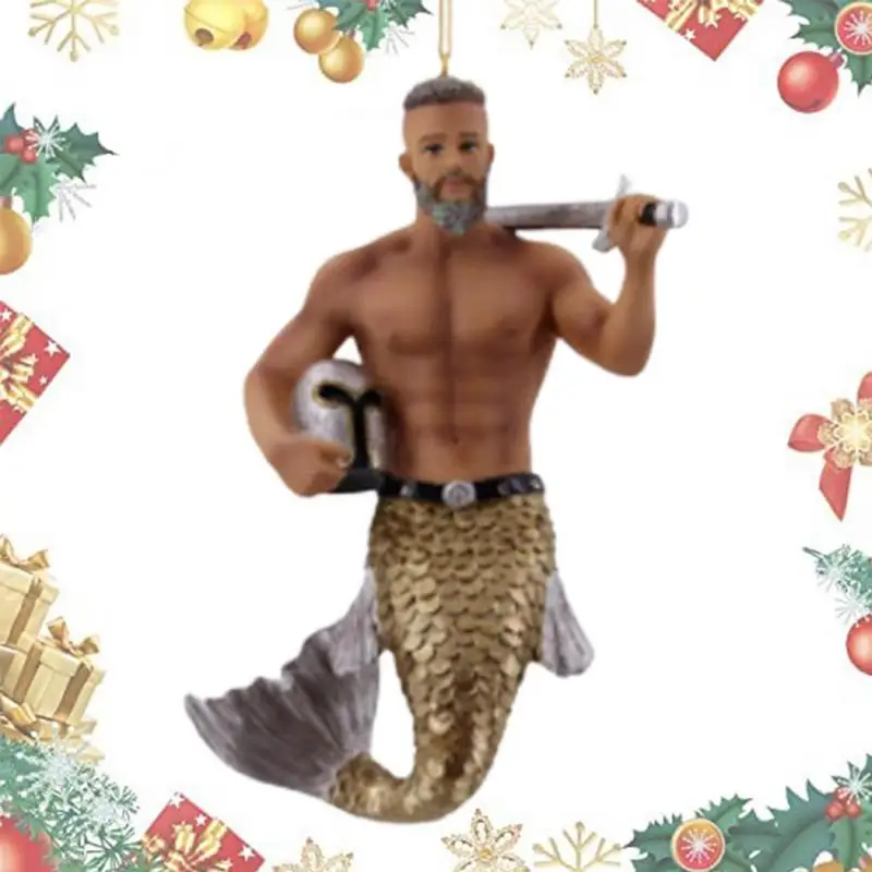 

Плоское акриловое украшение на рождественскую елку Merman, подвесное украшение для нового года, семейных торжеств, фестивалей, вечеринок
